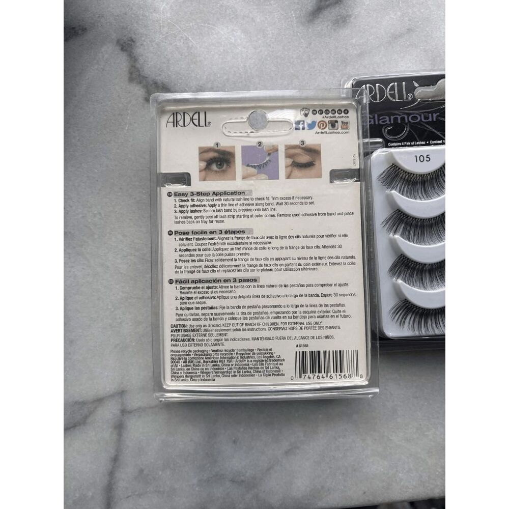 Ardell Glamour Multipack 105 Black Lashes 4 Pairs Per Pack Lot of 3 - Picture 2 of 2